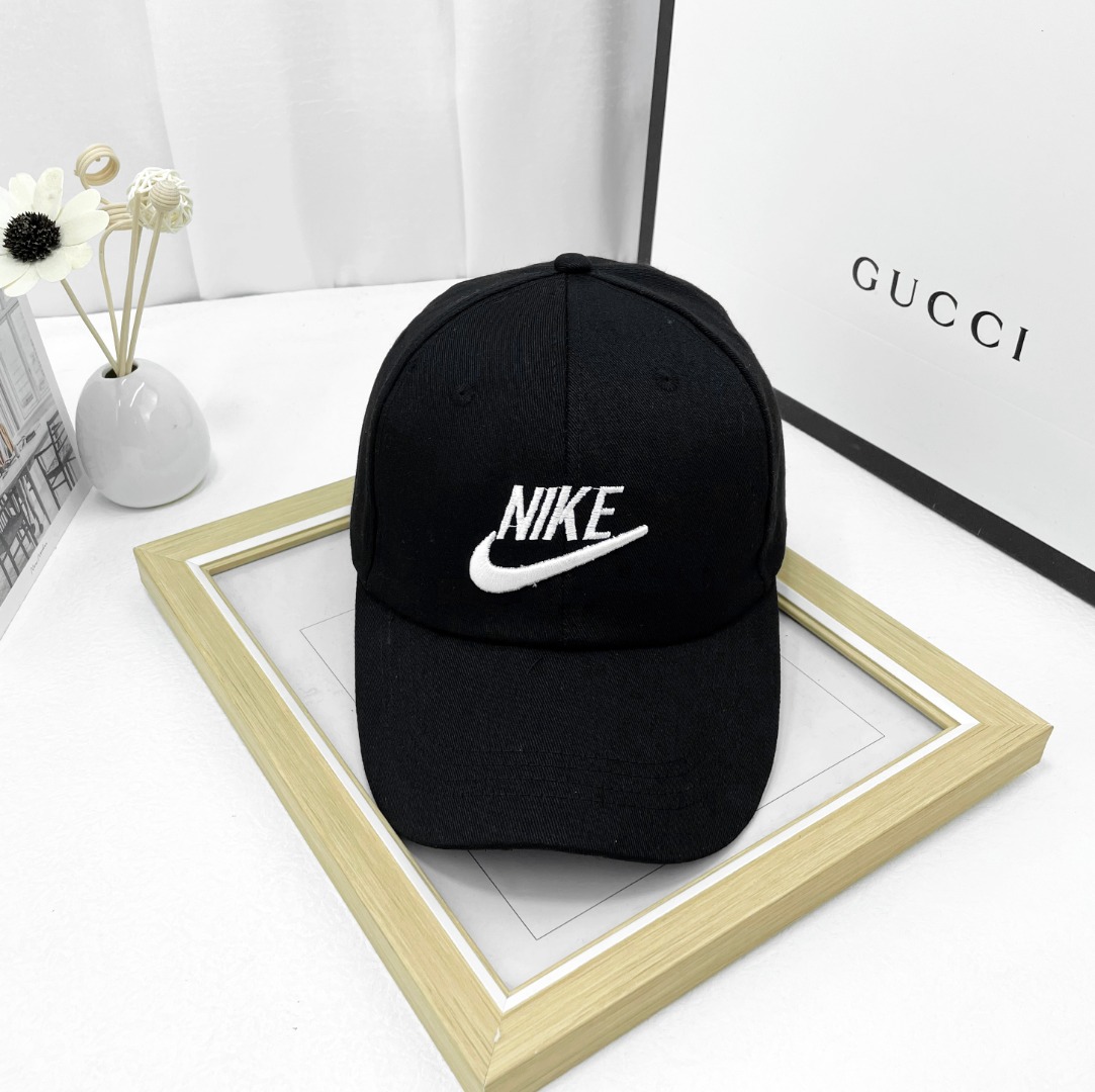 Nike Unisex Classic Black Cap Casual Streetwear Adjustable Baseball Hat Cotton Sportswear Cap