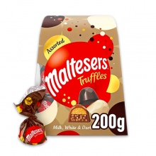 Maltesers Assorted Chocolate Truffles Gift Box 200g – Creamy Milk, Dark & White Chocolate Malt Treats